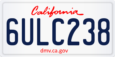 CA license plate 6ULC238