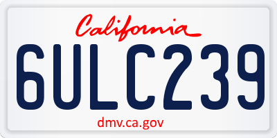 CA license plate 6ULC239