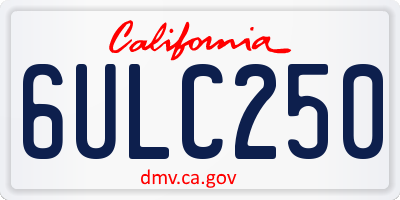 CA license plate 6ULC250