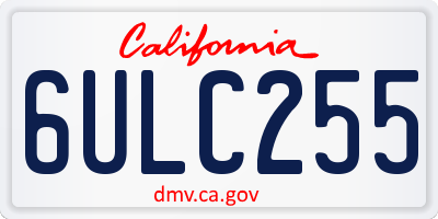 CA license plate 6ULC255