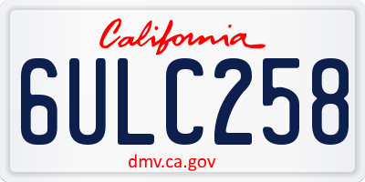 CA license plate 6ULC258