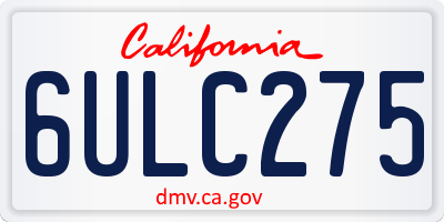 CA license plate 6ULC275