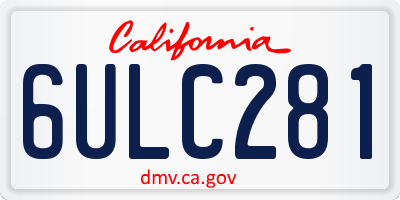 CA license plate 6ULC281