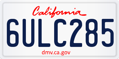 CA license plate 6ULC285