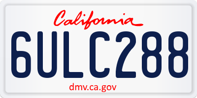 CA license plate 6ULC288