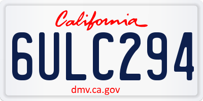 CA license plate 6ULC294