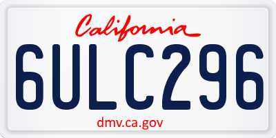 CA license plate 6ULC296
