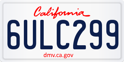 CA license plate 6ULC299