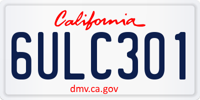 CA license plate 6ULC301