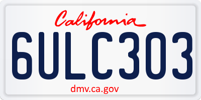 CA license plate 6ULC303