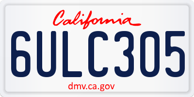 CA license plate 6ULC305