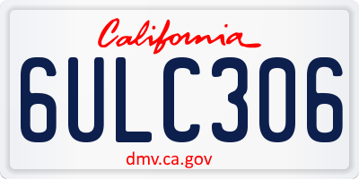 CA license plate 6ULC306