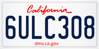 CA license plate 6ULC308