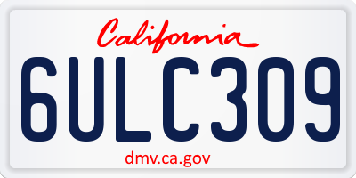 CA license plate 6ULC309
