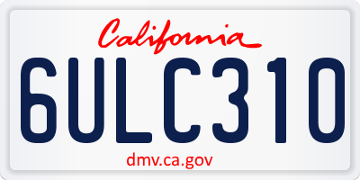 CA license plate 6ULC310