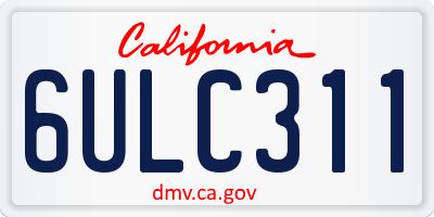 CA license plate 6ULC311