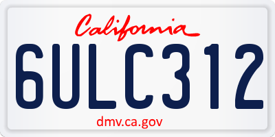 CA license plate 6ULC312