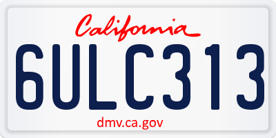 CA license plate 6ULC313