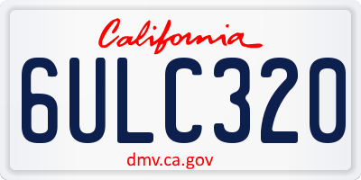 CA license plate 6ULC320