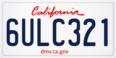 CA license plate 6ULC321