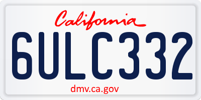 CA license plate 6ULC332