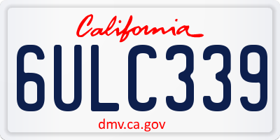CA license plate 6ULC339