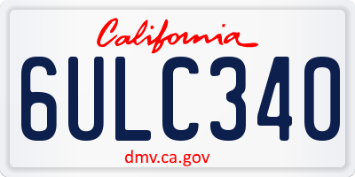 CA license plate 6ULC340