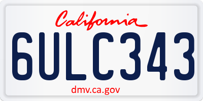 CA license plate 6ULC343
