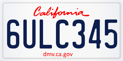 CA license plate 6ULC345
