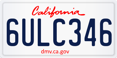 CA license plate 6ULC346