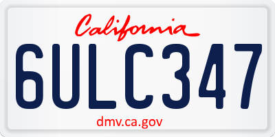 CA license plate 6ULC347