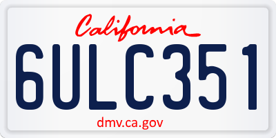 CA license plate 6ULC351