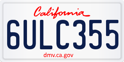 CA license plate 6ULC355