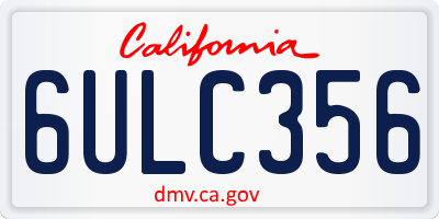 CA license plate 6ULC356