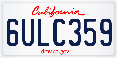 CA license plate 6ULC359
