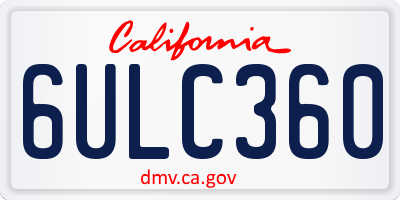 CA license plate 6ULC360
