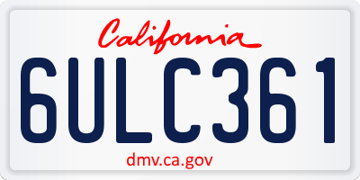 CA license plate 6ULC361