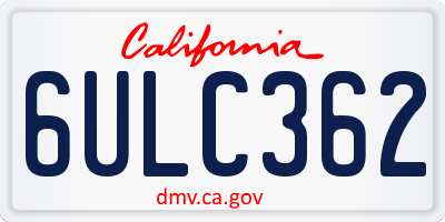 CA license plate 6ULC362