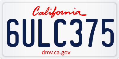 CA license plate 6ULC375