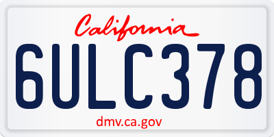 CA license plate 6ULC378