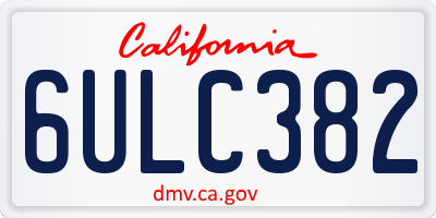 CA license plate 6ULC382