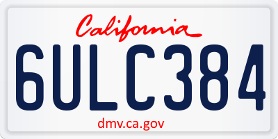 CA license plate 6ULC384