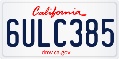 CA license plate 6ULC385