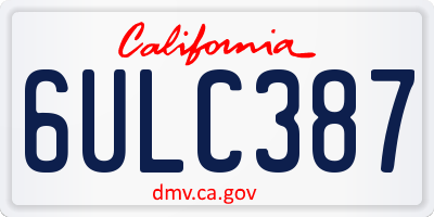 CA license plate 6ULC387