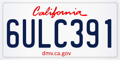 CA license plate 6ULC391