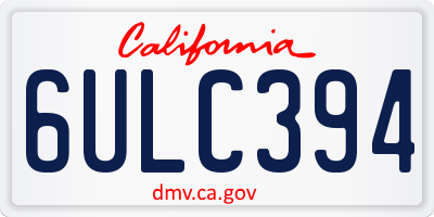 CA license plate 6ULC394