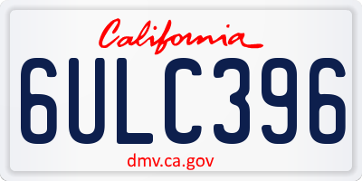 CA license plate 6ULC396