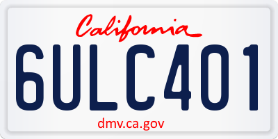 CA license plate 6ULC401