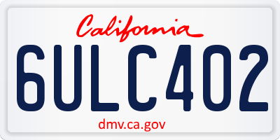 CA license plate 6ULC402
