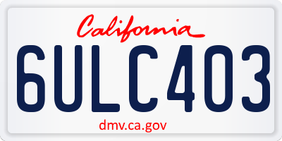 CA license plate 6ULC403